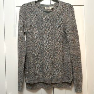 Gray & Multi Colored Crochet Knit Crew Neck Sweater Sz MED NWOT FIRM PRICE!
